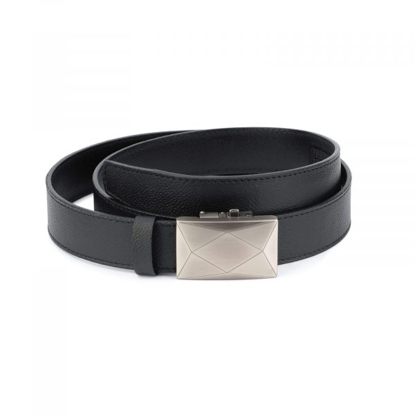 Black automatic buckle belt with gray luxury buckle AUBL35GRRO 1