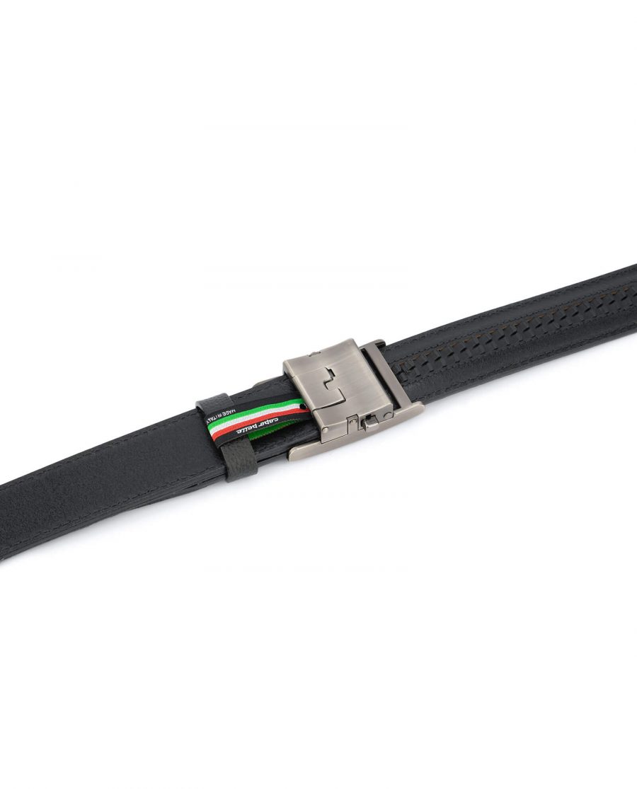 Black automatic buckle belt with gray luxury buckle AUBL35GRRO 4