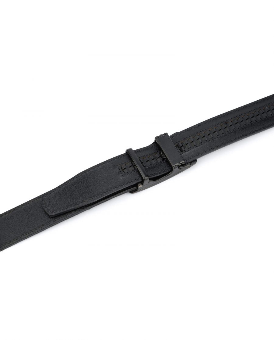 Black leather comfort click belt blank buckle AUBL35BLRO 4