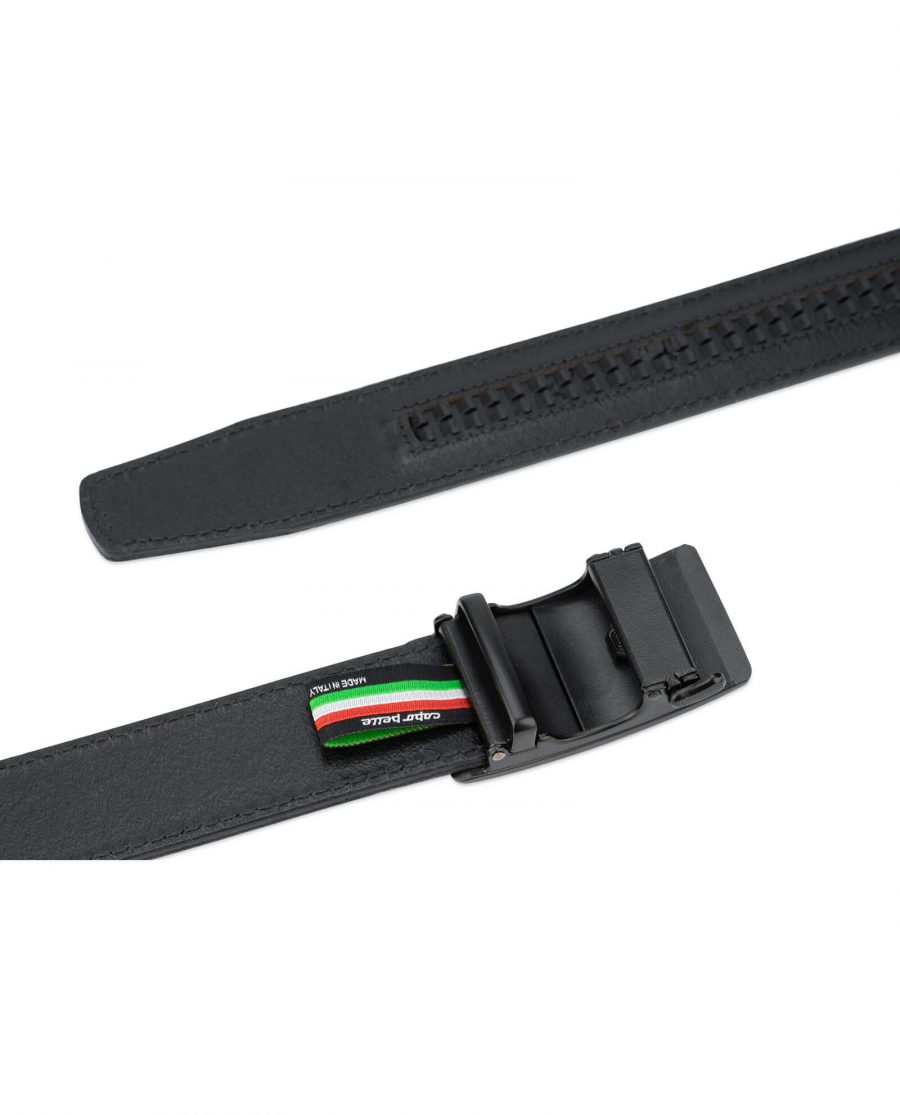 Black leather comfort click belt blank buckle AUBL35BLRO 5