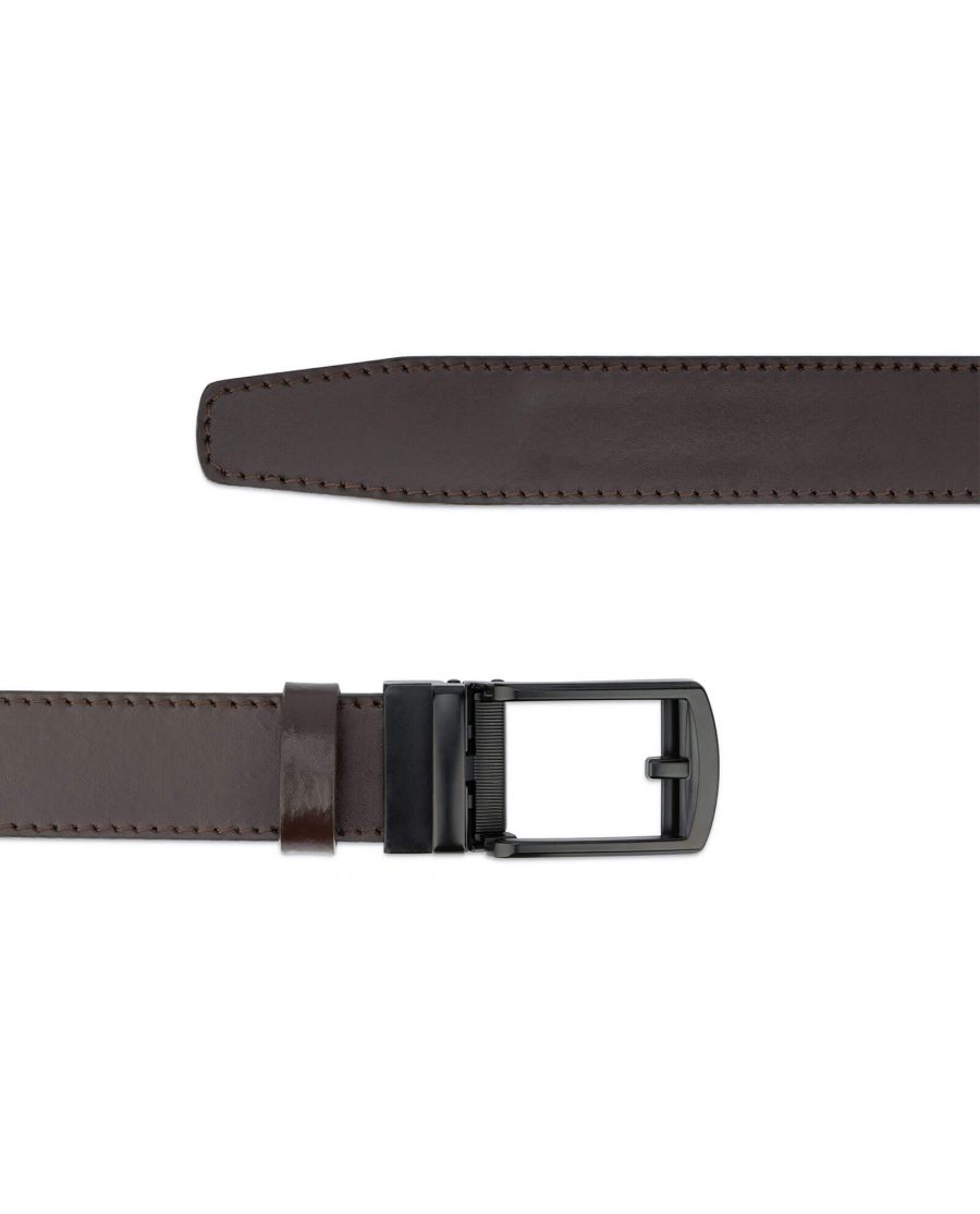 Dark Brown ratchet buckle belt with black classic buckle AUBR35CLBL 2