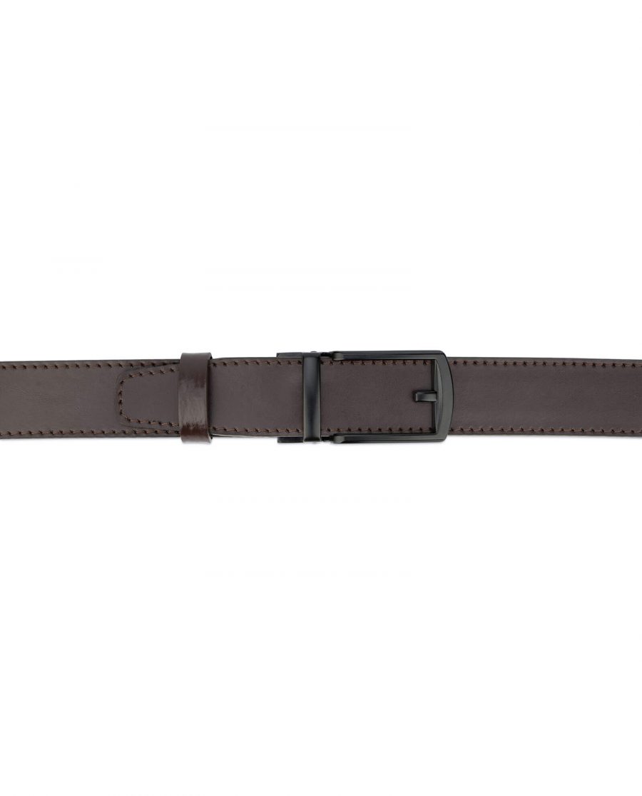 Dark Brown ratchet buckle belt with black classic buckle AUBR35CLBL 3
