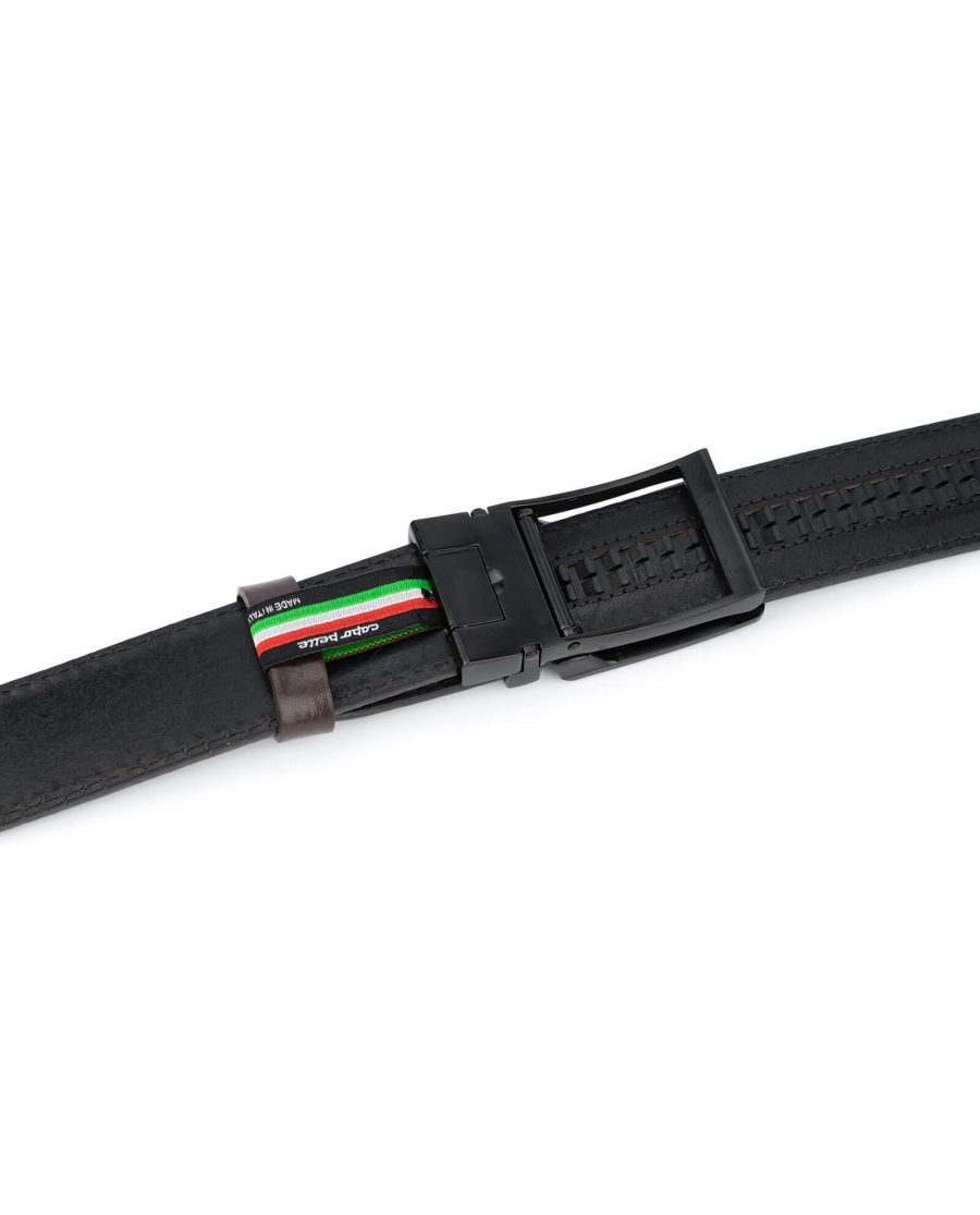 Dark Brown ratchet buckle belt with black classic buckle AUBR35CLBL 4