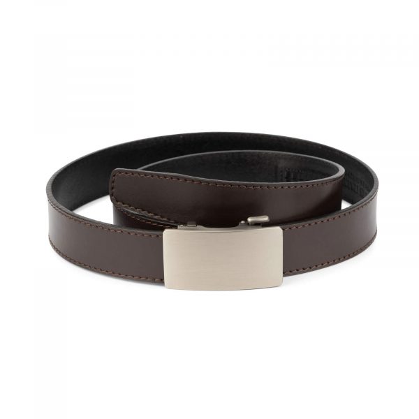 Dark brown ratcheting leather belt AUBR35PLGR 1