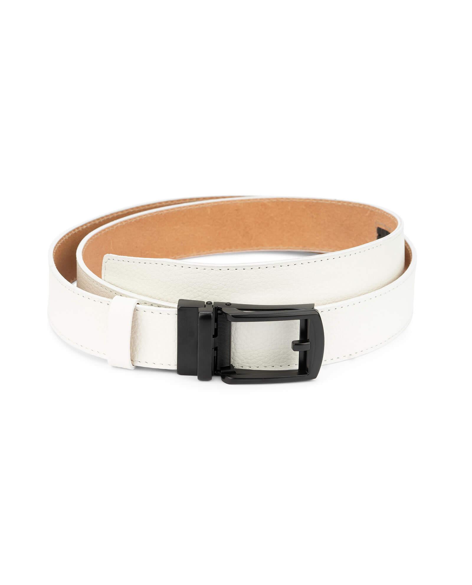 Buy Mens White Golf Belt Ratchet Buckle 
