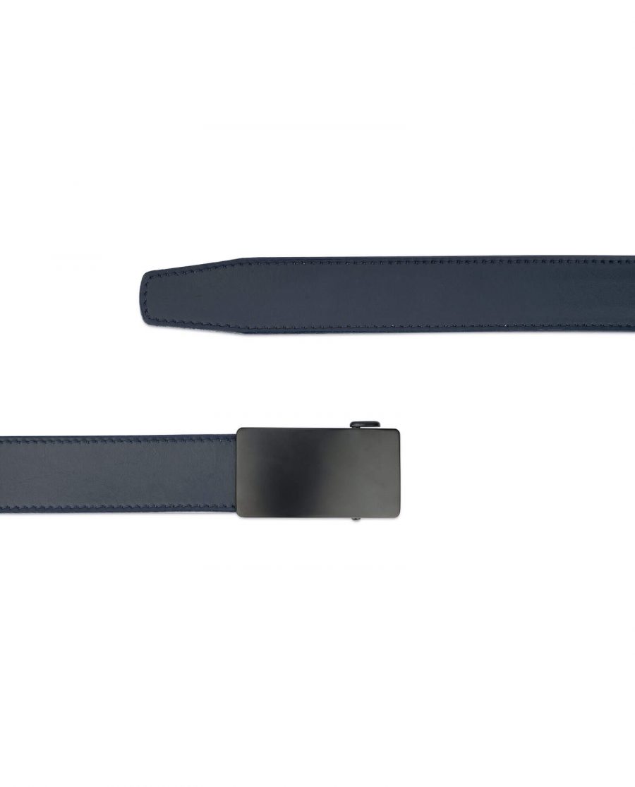 Navy blue mens slide belt with black buckle AUNV35BLPL 2