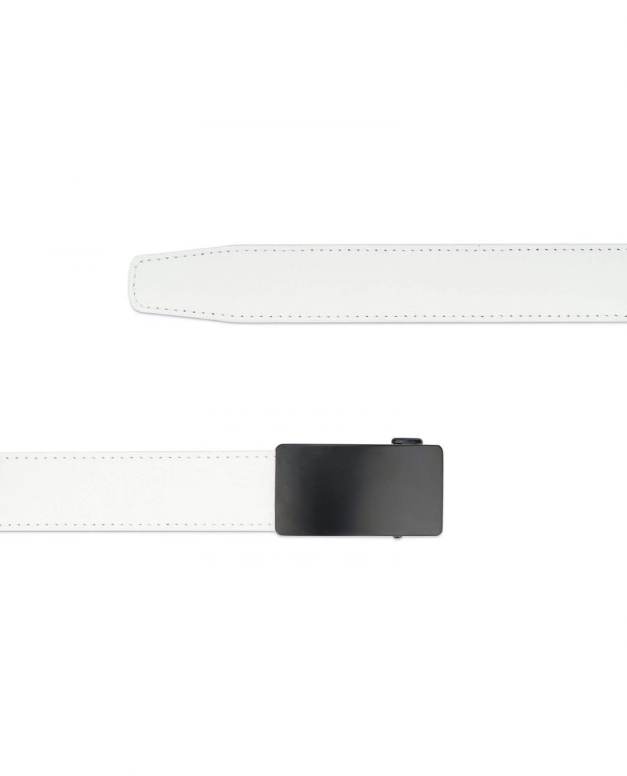 White comfort click belt with black buckle AUWH35BLPL 2