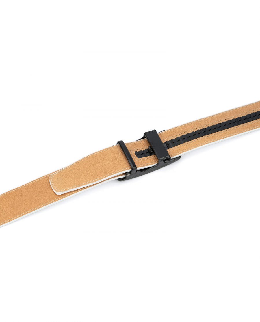 White comfort click belt with black buckle AUWH35BLPL 4
