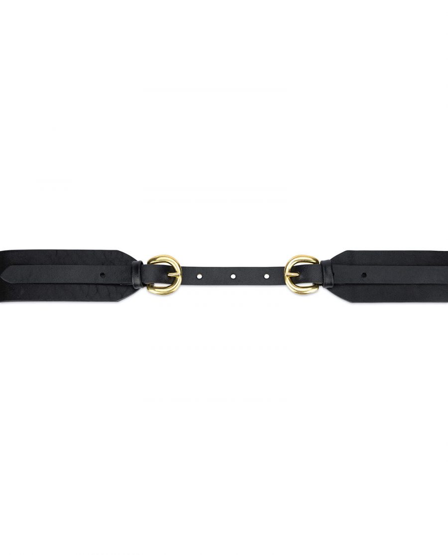Wide double buckle belt gold solid brass DBBR40ROGD 3