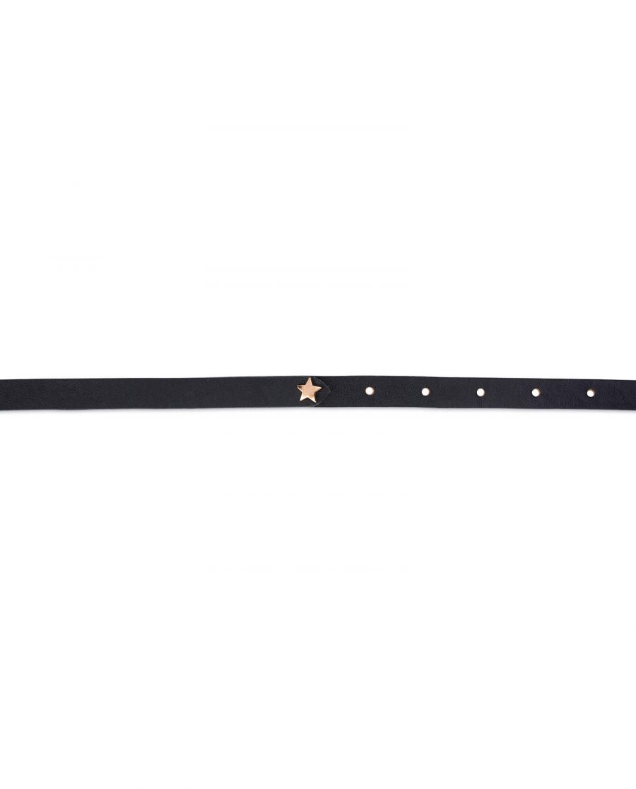 black thin belt for dress with rose gold buckle star SRRO15BLSM 2