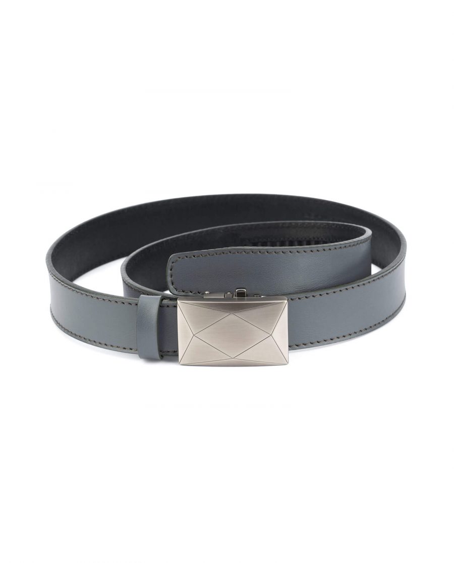men s grey ratchet leather belt luxury buckle RTGR35ROGR 1