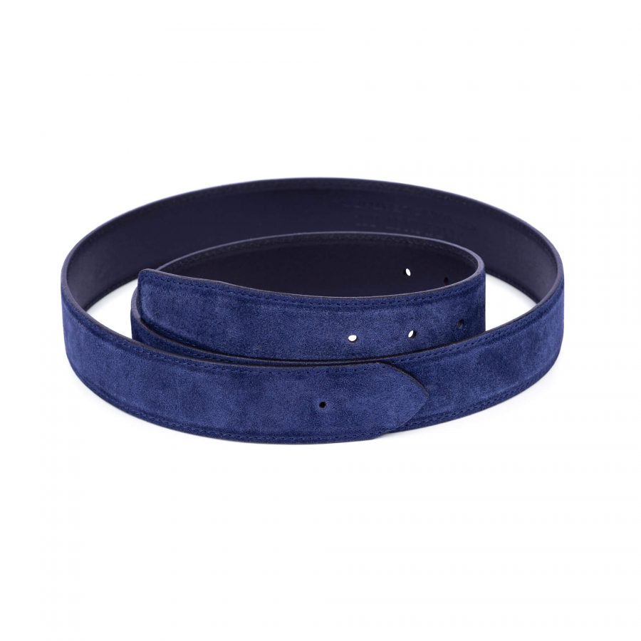 blue suede belt with no buckle 1