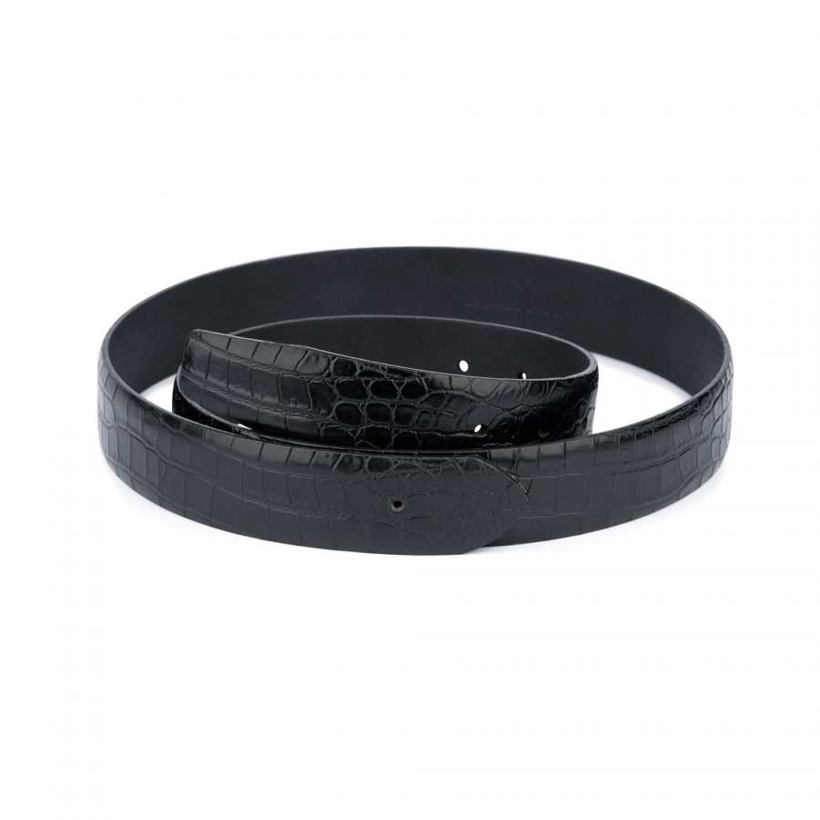 croco embossed leather belt without buckle 1