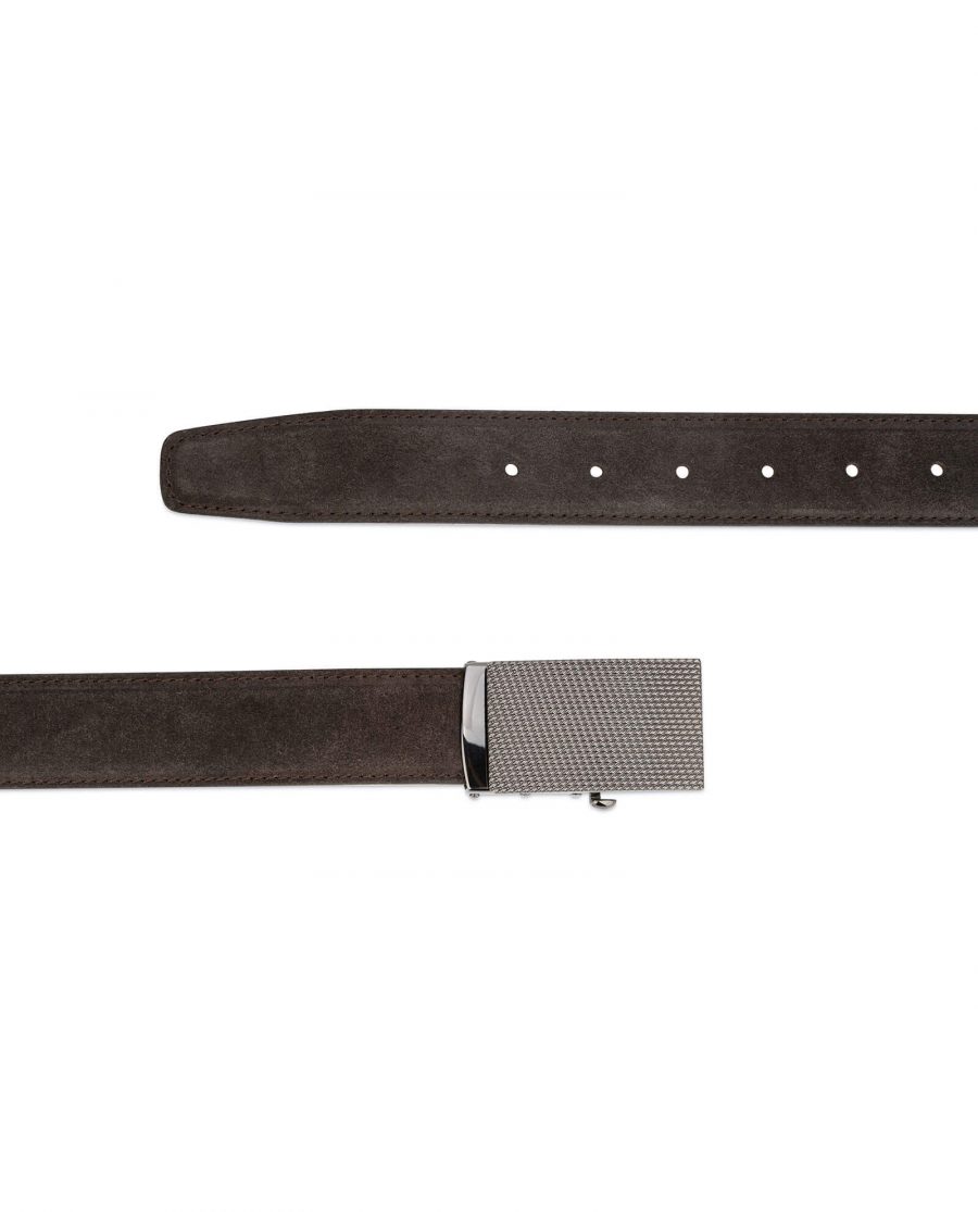 mens brown suede belt with slide buckle 3