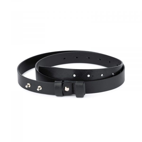 1 inch womens black leather belt without buckle 1