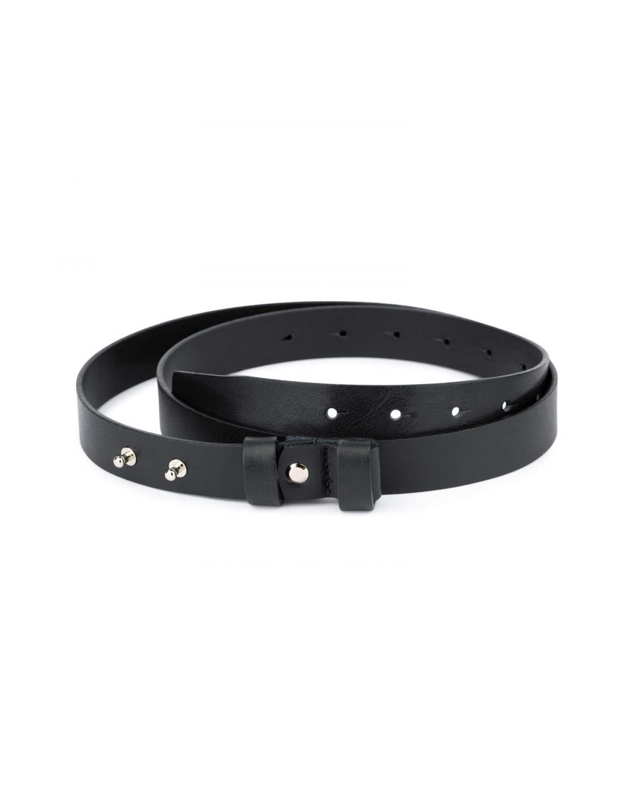 1 inch womens black leather belt without buckle 1