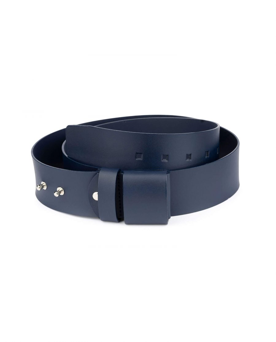 2 inch navy womens belt without buckle 1