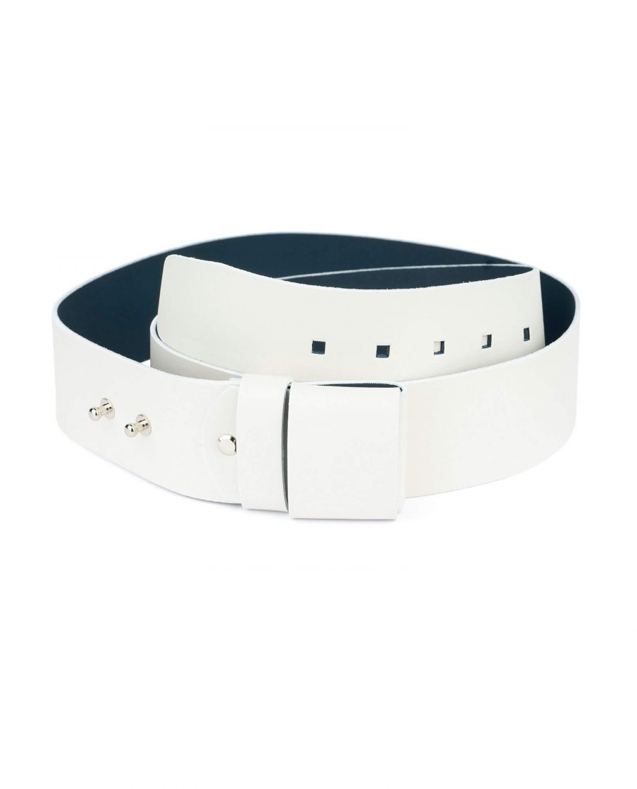 2 inch womens white belt without buckle 2