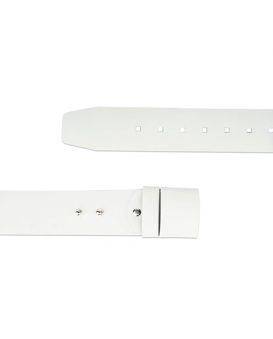 2 inch womens white belt without buckle 3