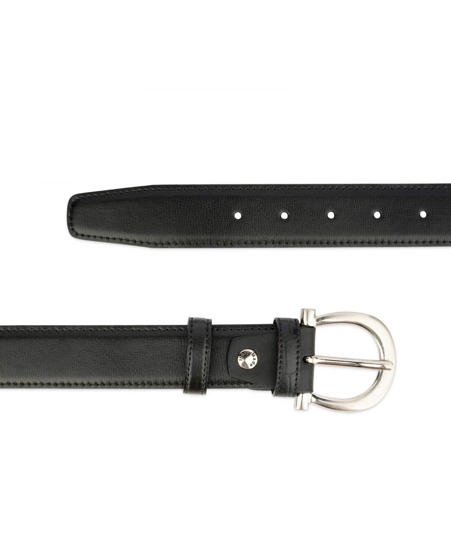 womens black leather belt with stylish buckle 2