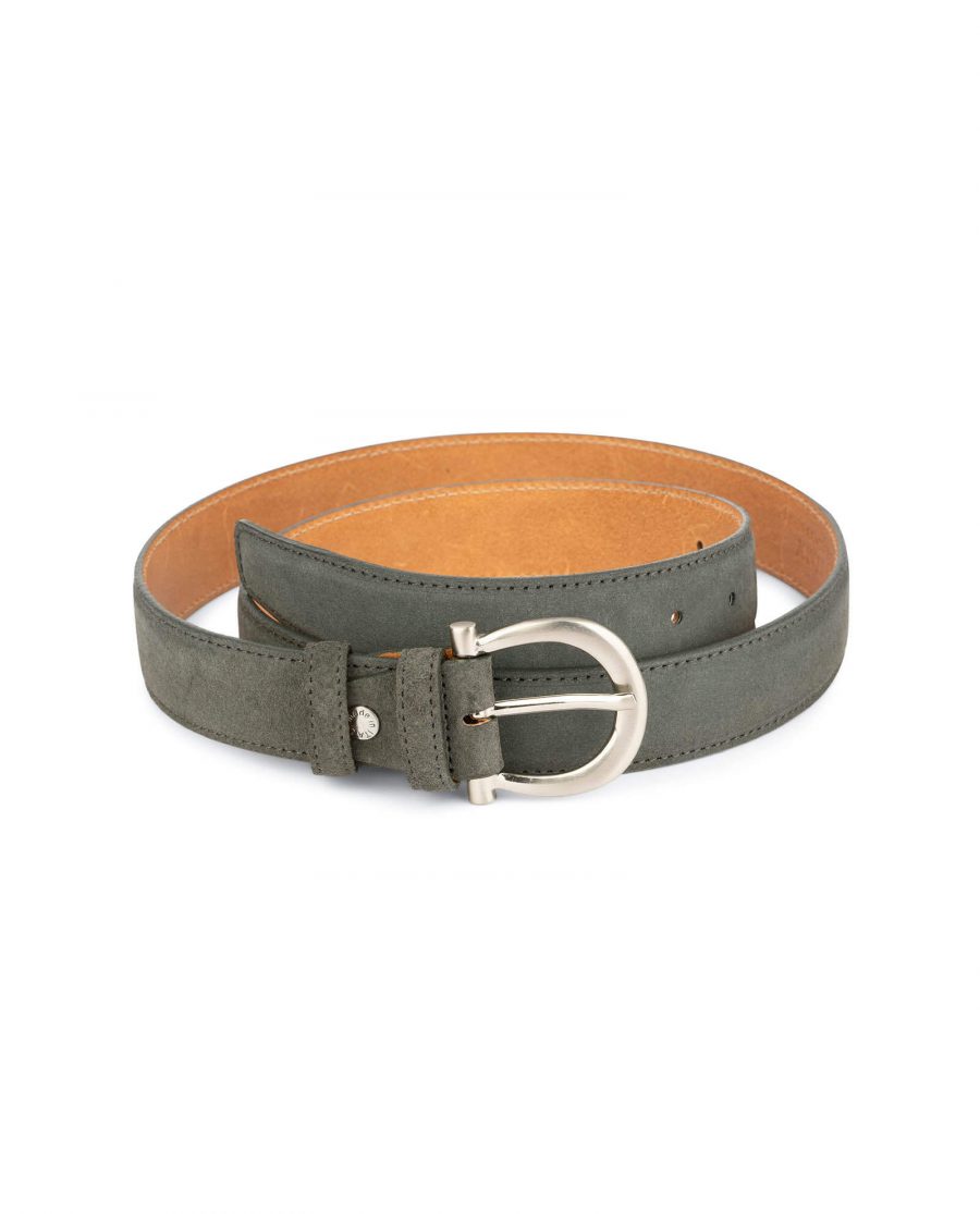 womens gray belt suede leather with italian buckle 2