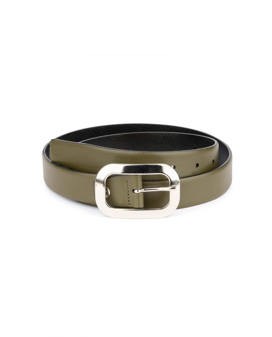 womens green belt with silver buckle 2