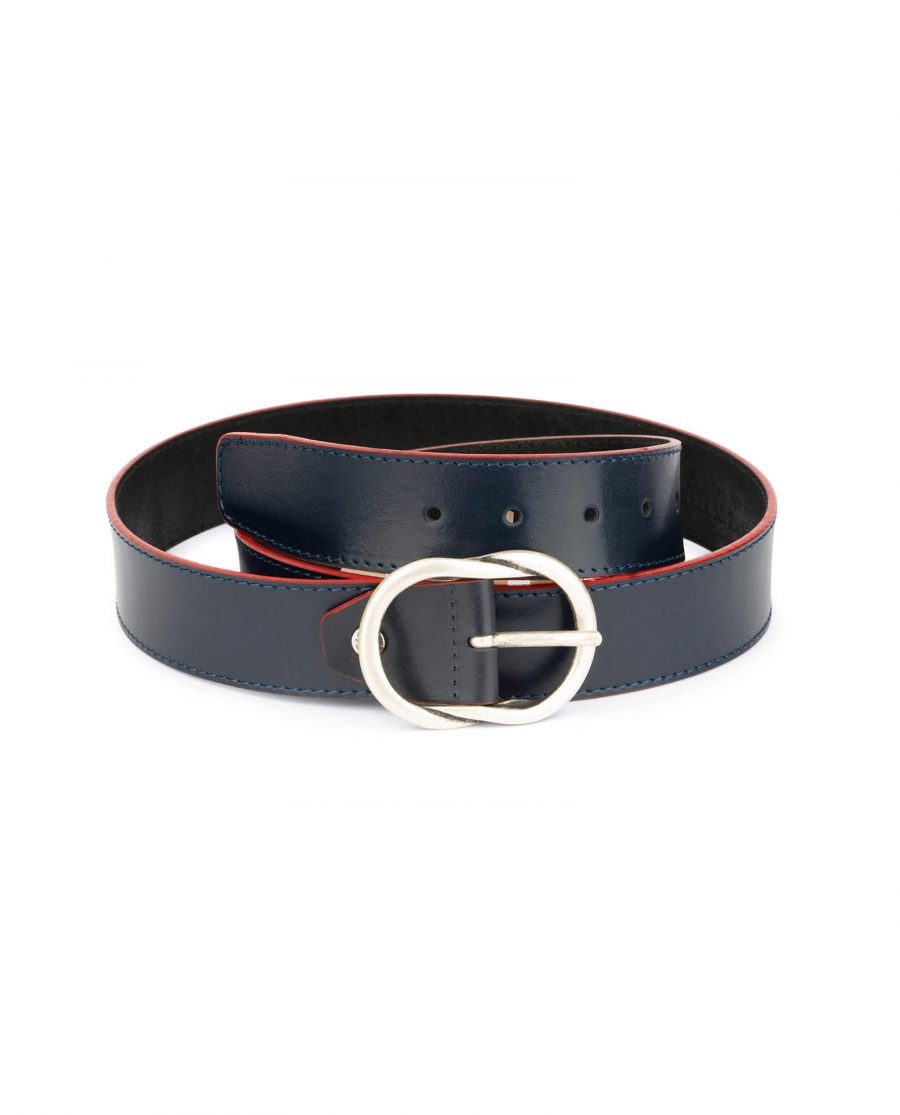 womens navy belt with red edges 2