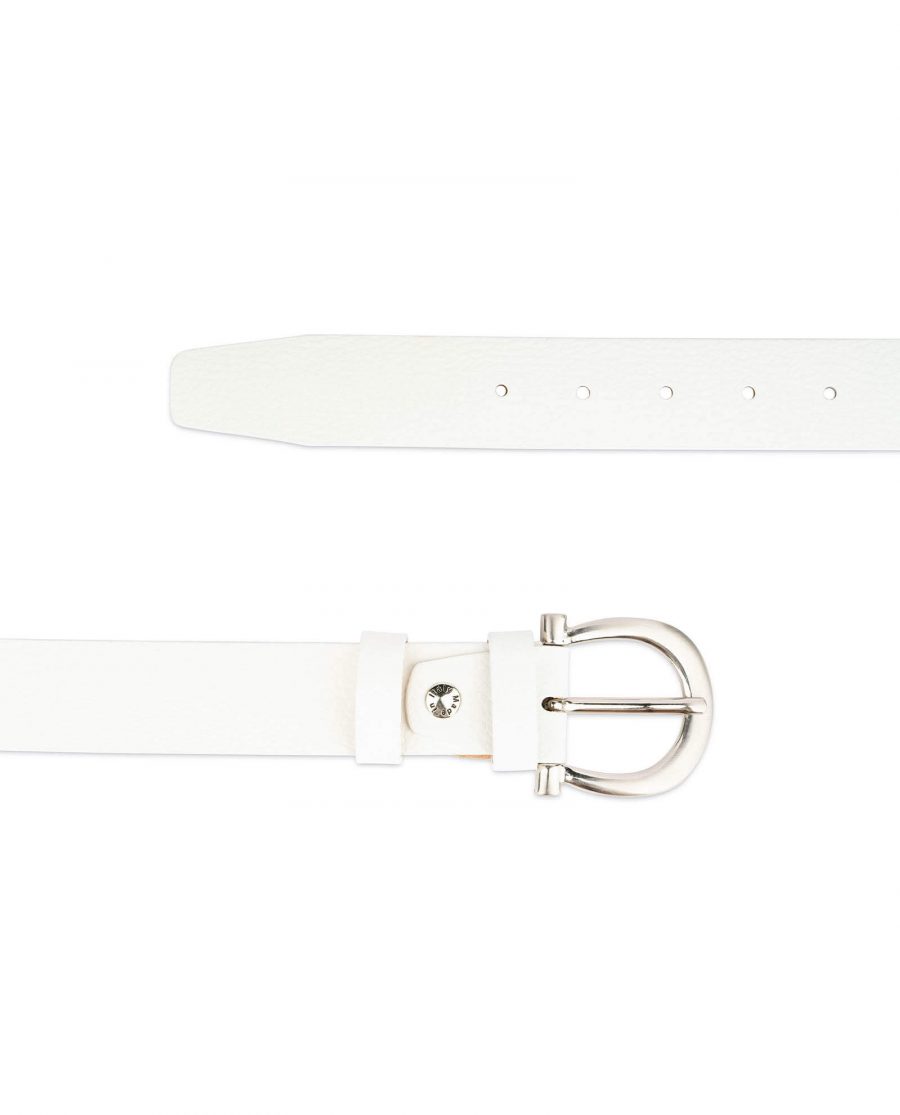 womens white leather belt with silver buckle 2