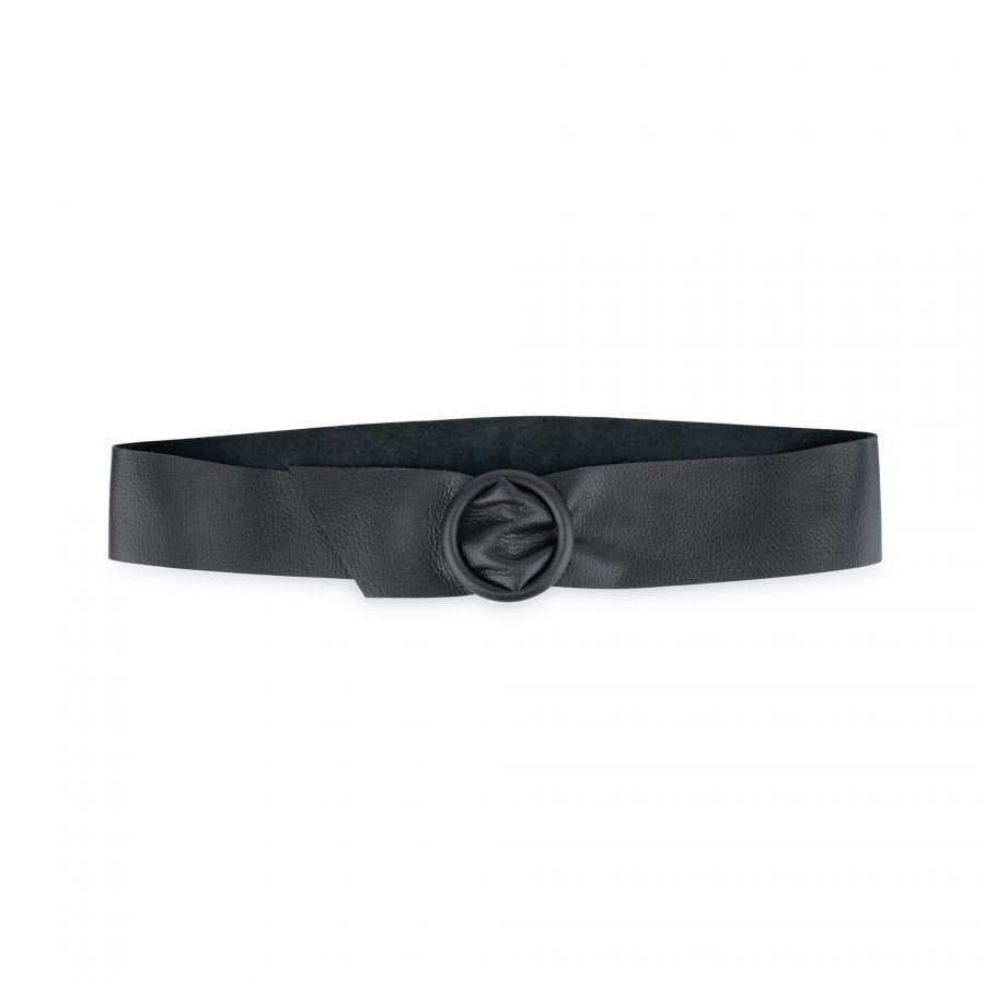 Black High Waist Belt For Dresses Round Buckle 6 7 cm 2