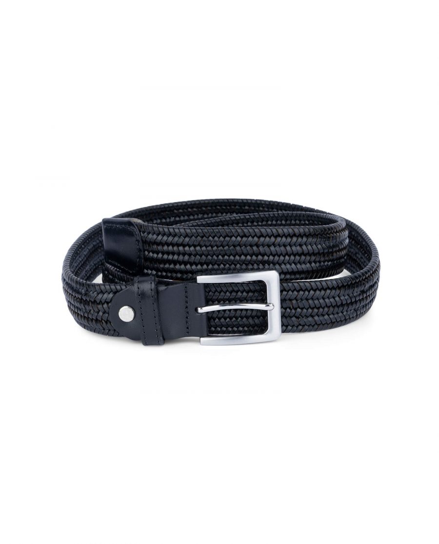 black braided leather stretch belt for men 45usd 1