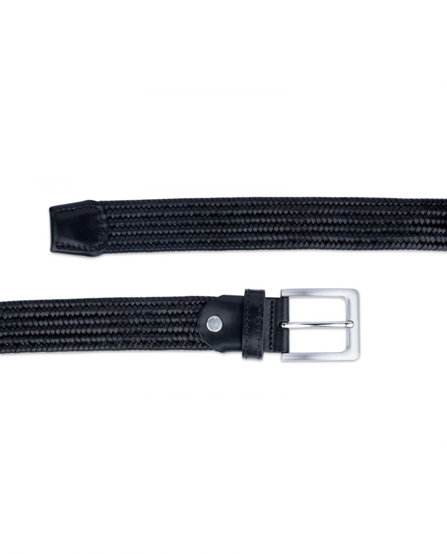 black braided leather stretch belt for men 45usd 3