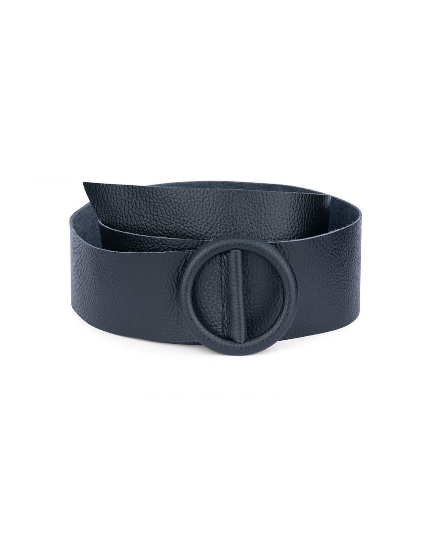 black high waist belt for dresses round buckle 6 cm 1