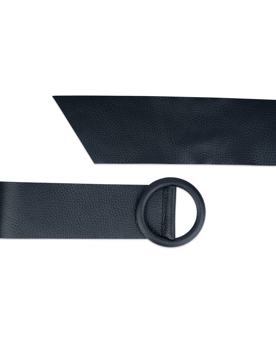 black high waist belt for dresses round buckle 6 cm 3