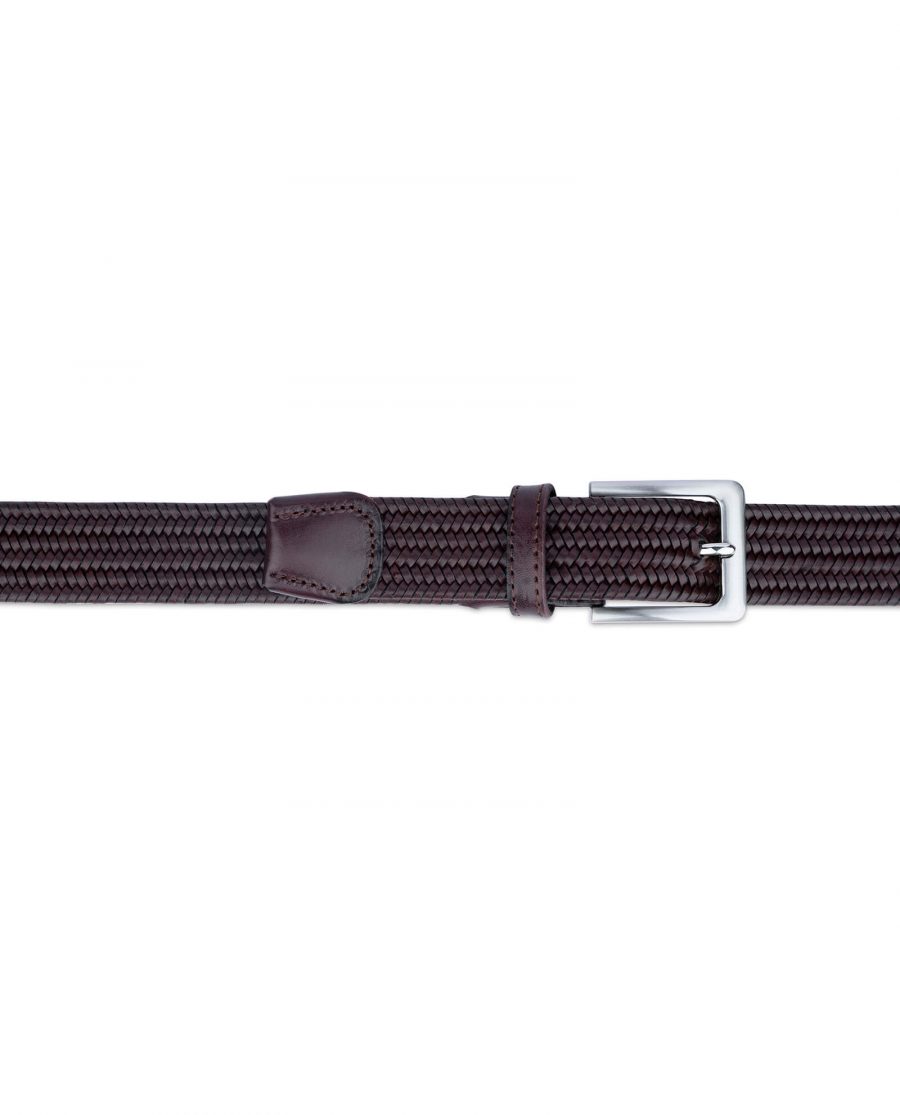 braided stretch belt cognac brown leather 45usd 2