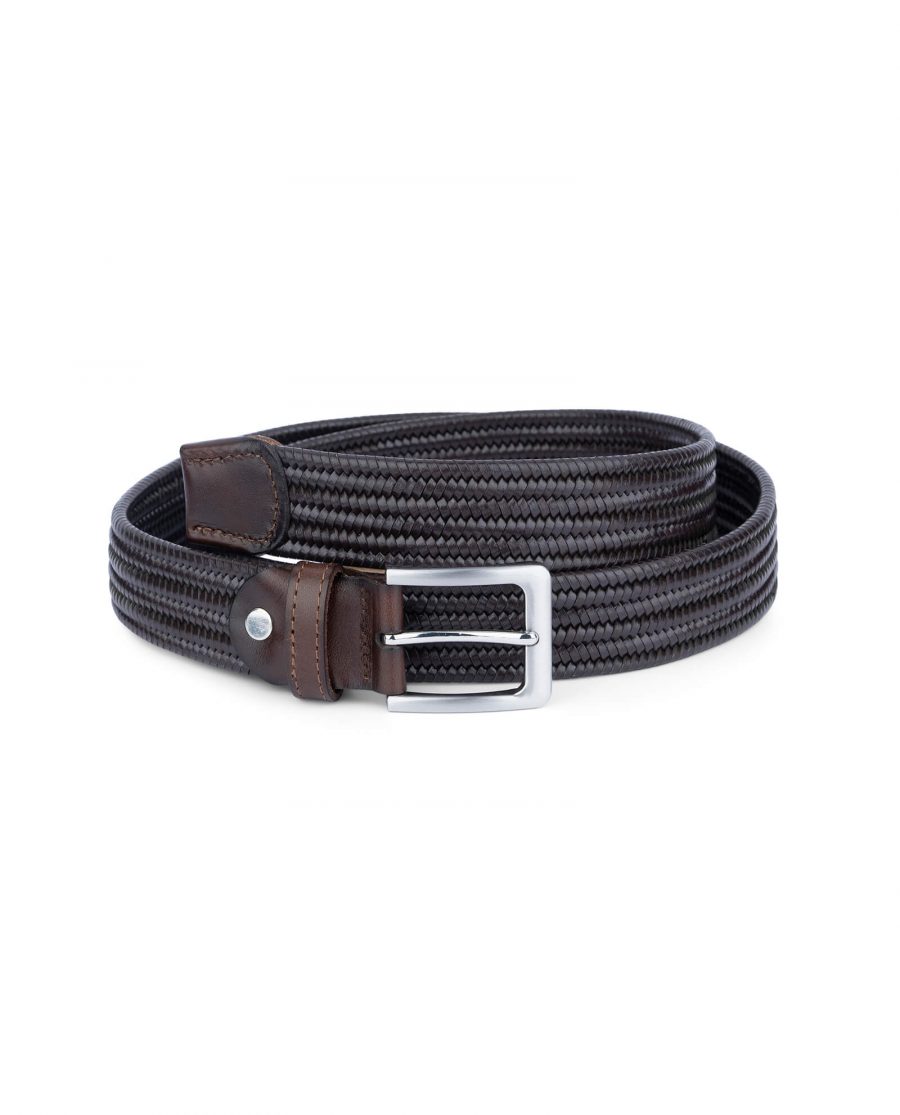 brown stretch woven leather belt for men 45usd 1