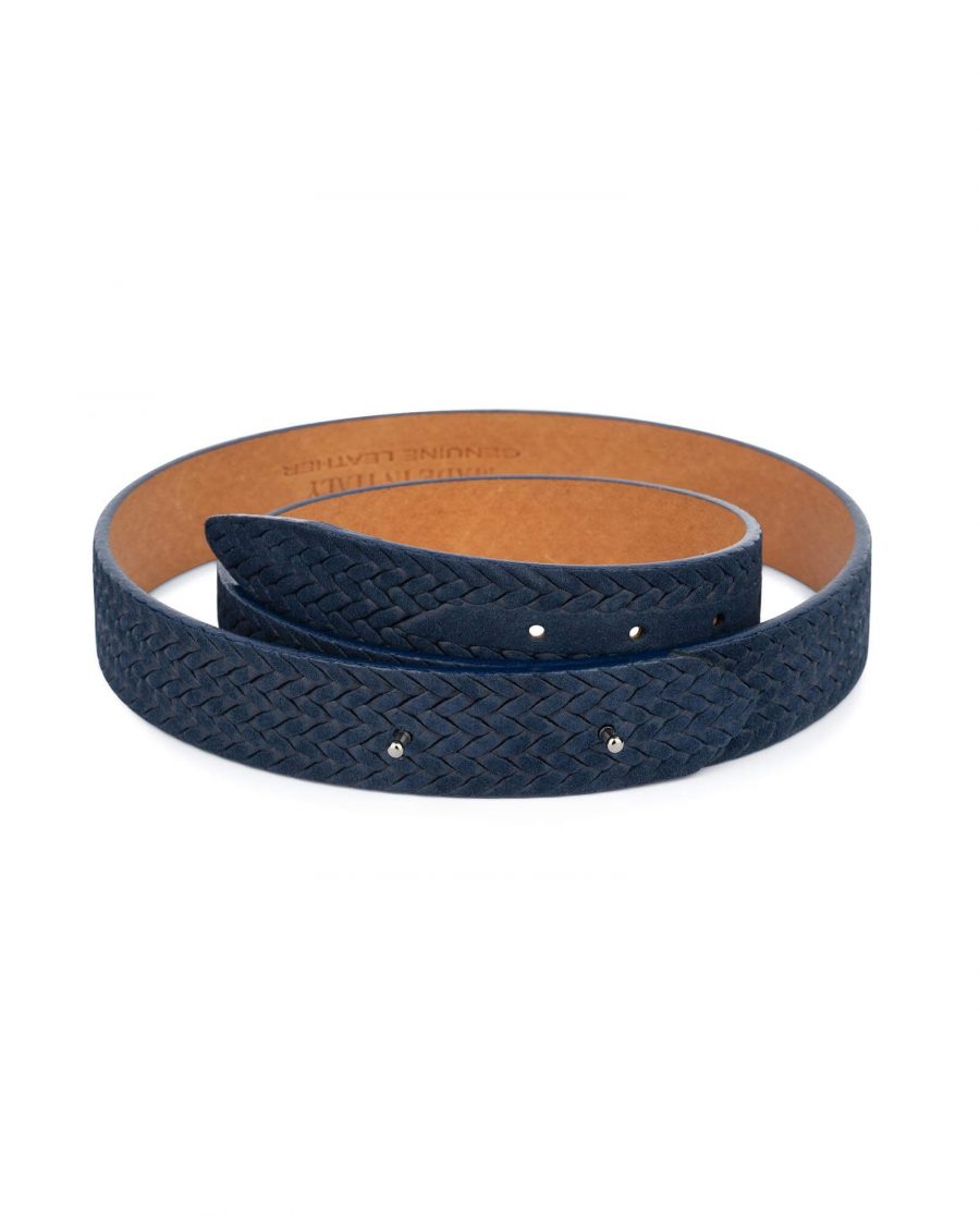 embossed blue suede belt without buckle 35usd 28 42 0