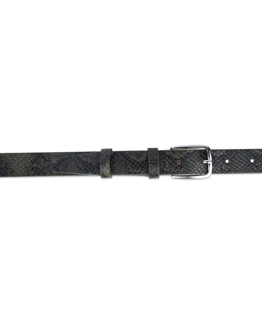 green snake print belt real leather 25 mm 3