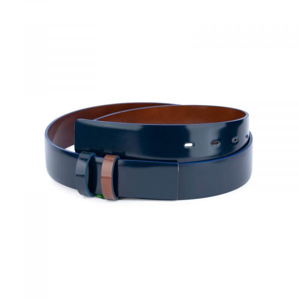reversible blue brown patent leather belt strap 25usd 28 42 1