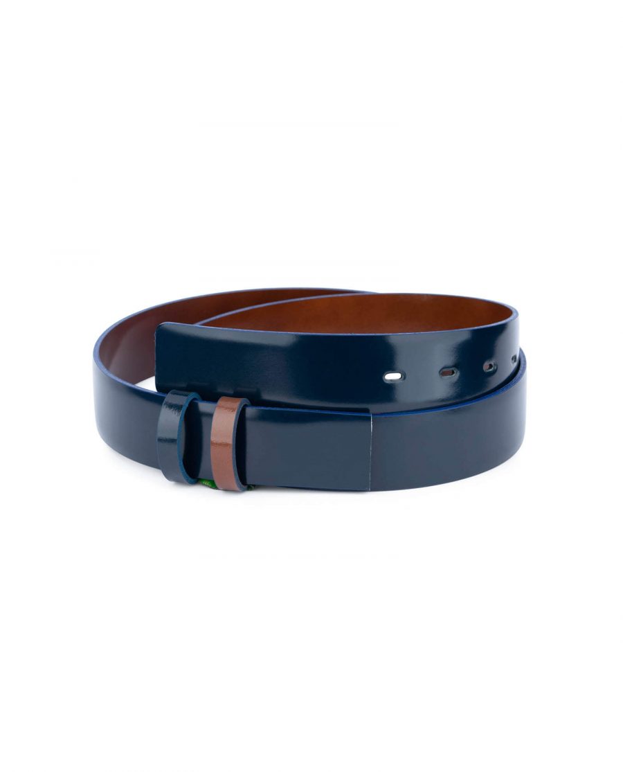reversible blue brown patent leather belt strap 25usd 28 42 1