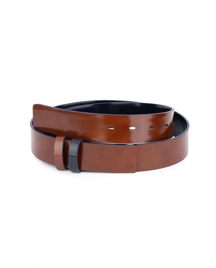 reversible blue brown patent leather belt strap 25usd 28 42 4