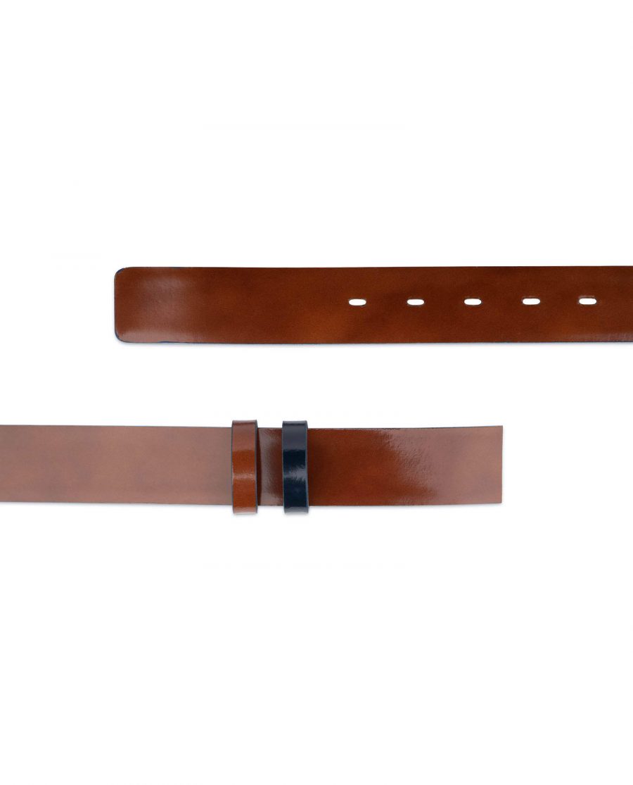 reversible blue brown patent leather belt strap 25usd 28 42 5