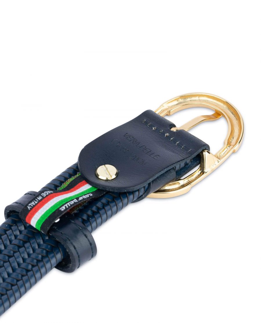 blue mens braided stretch belt with gold buckle 3 5cm 65usd 1