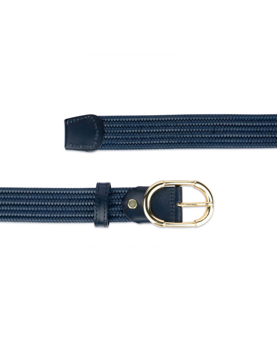blue mens braided stretch belt with gold buckle 3 5cm 65usd 2
