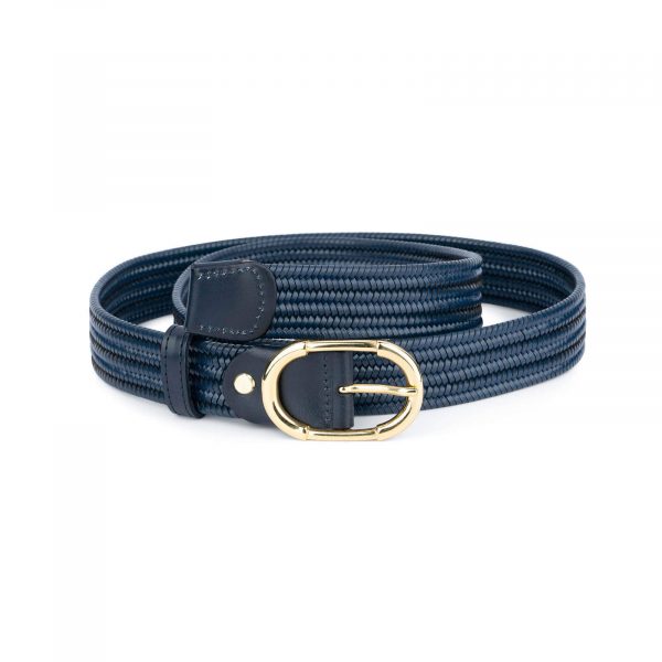 blue mens braided stretch belt with gold buckle 3 5cm 65usd 4