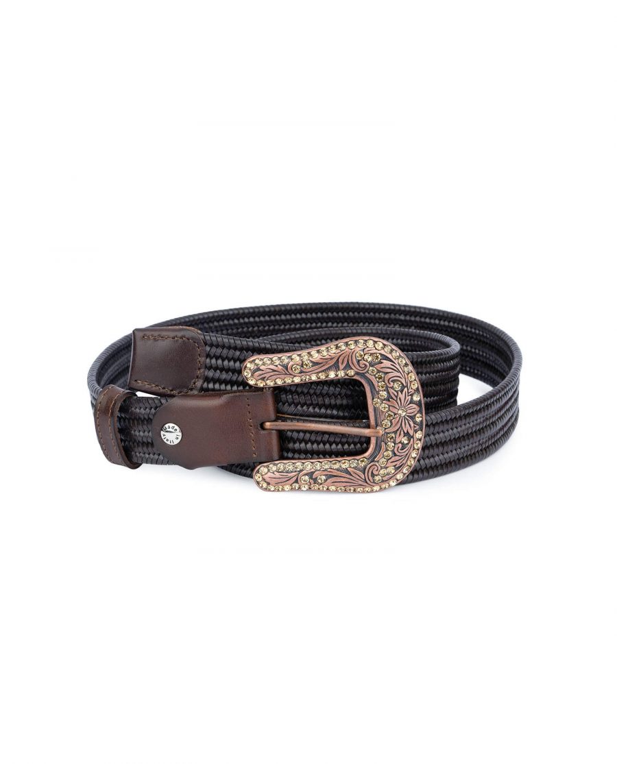 brown mens stretchy belt with western rhinestone buckle 3 5cm 75usd 4