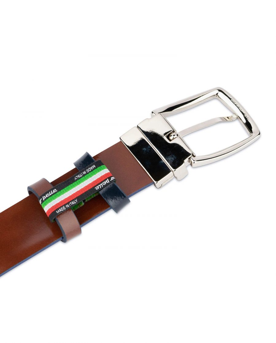 mens reversible belt with nickel buckle blue patent leather 3 5cm 55usd 4