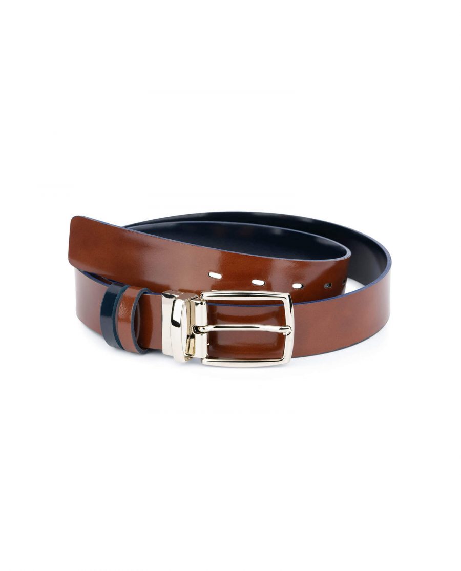 mens reversible belt with nickel buckle blue patent leather 3 5cm 55usd 5