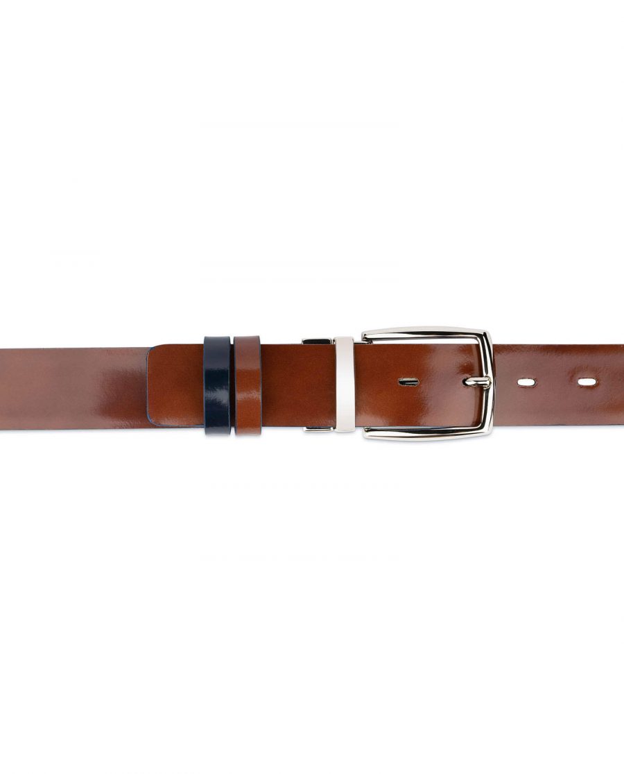 mens reversible belt with nickel buckle blue patent leather 3 5cm 55usd 6