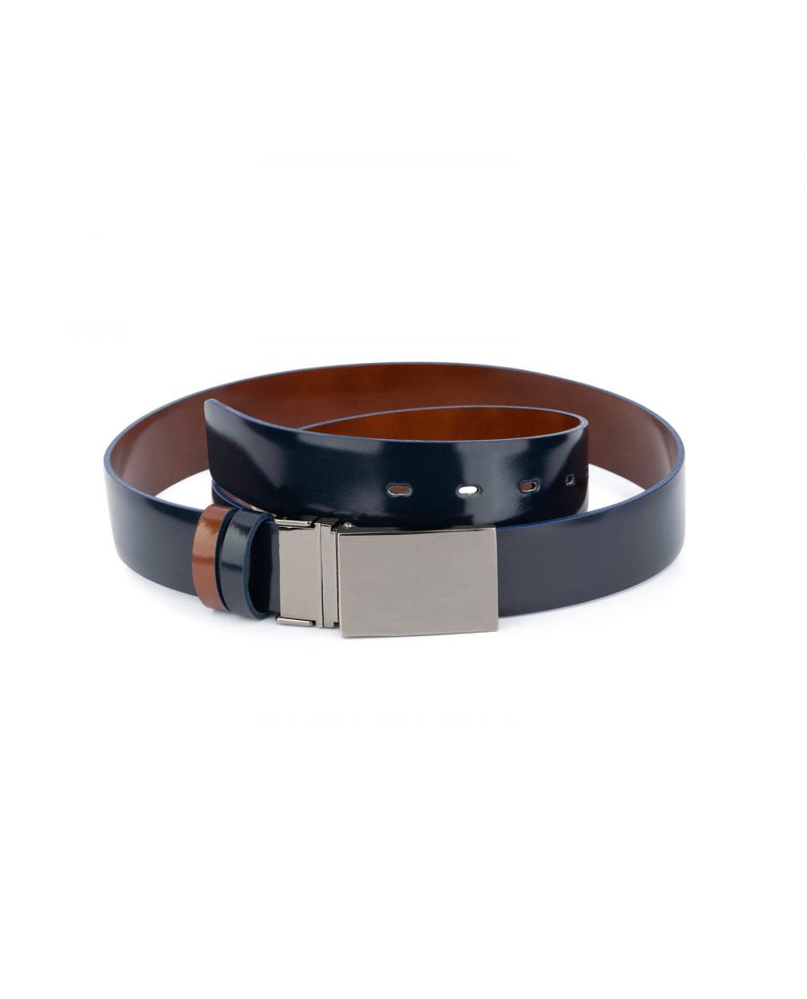 reversible mens belt blue patent leather with brown 3 5cm 35usd 0