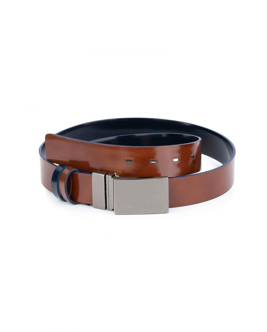 reversible mens belt blue patent leather with brown 3 5cm 35usd 1
